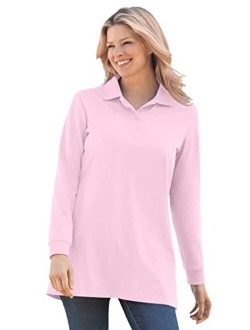 Women's Plus Size Long-Sleeve Polo Shirt