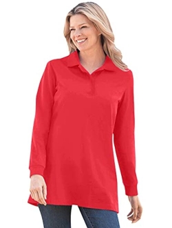 Women's Plus Size Long-Sleeve Polo Shirt