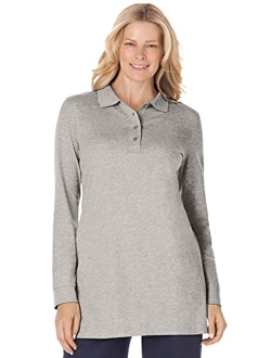 Women's Plus Size Long-Sleeve Polo Shirt