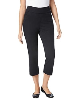 Women's Plus Size Flex-Fit Pull-On Denim Capri Pants