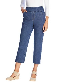 Women's Plus Size Flex-Fit Pull-On Denim Capri Pants