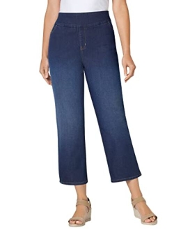 Women's Plus Size Flex-Fit Pull-On Denim Capri Pants