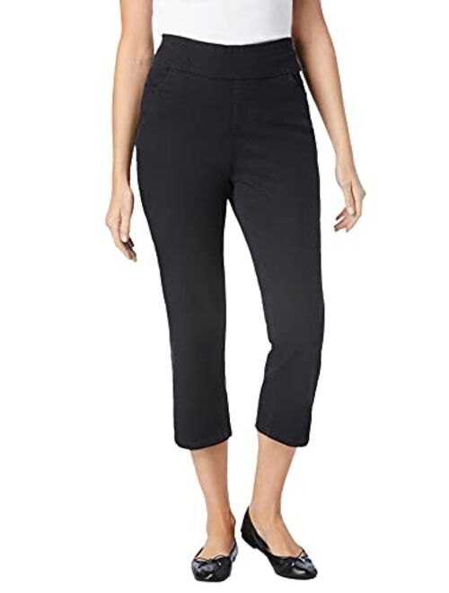 Woman Within Women's Plus Size Flex-Fit Pull-On Denim Capri Pants