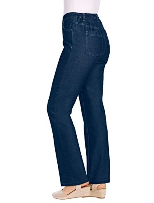 Woman Within Women's Plus Size Side-Elastic Straight-Leg Perfect Jean