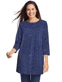 Women's Plus Size Perfect Three-Quarter Sleeve Crewneck Tunic