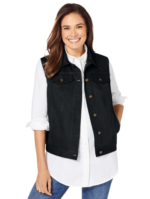 Woman Within Women's Plus Size Stretch Denim Vest