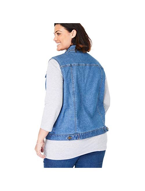 Woman Within Women's Plus Size Stretch Denim Vest