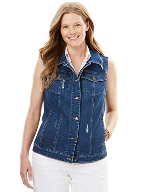 Woman Within Women's Plus Size Stretch Denim Vest