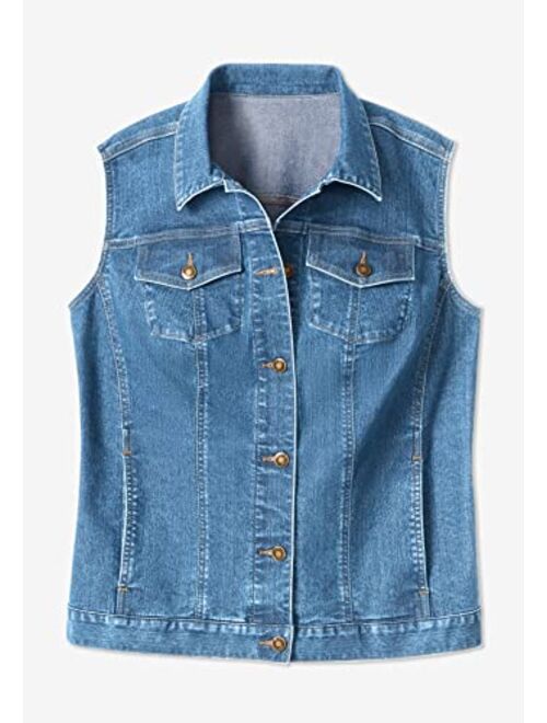 Woman Within Women's Plus Size Stretch Denim Vest