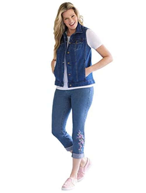 Woman Within Women's Plus Size Stretch Denim Vest