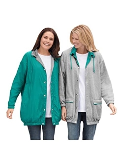 Women's Plus Size Fleece Nylon Reversible Jacket Rain Jacket