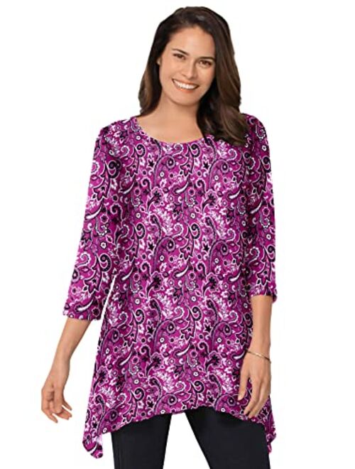 Woman Within Women's Plus Size The Sharkbite Tunic