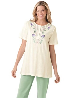 Women's Plus Size Embroidered Pointelle Tunic