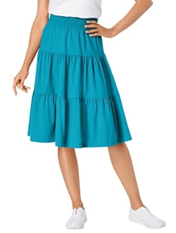 Women's Plus Size Jersey Knit Tiered Skirt