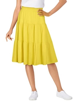 Women's Plus Size Jersey Knit Tiered Skirt