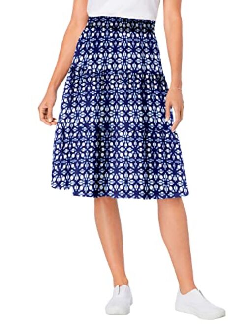 Woman Within Women's Plus Size Jersey Knit Tiered Skirt