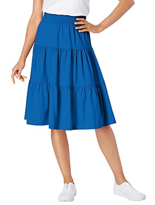 Woman Within Women's Plus Size Jersey Knit Tiered Skirt