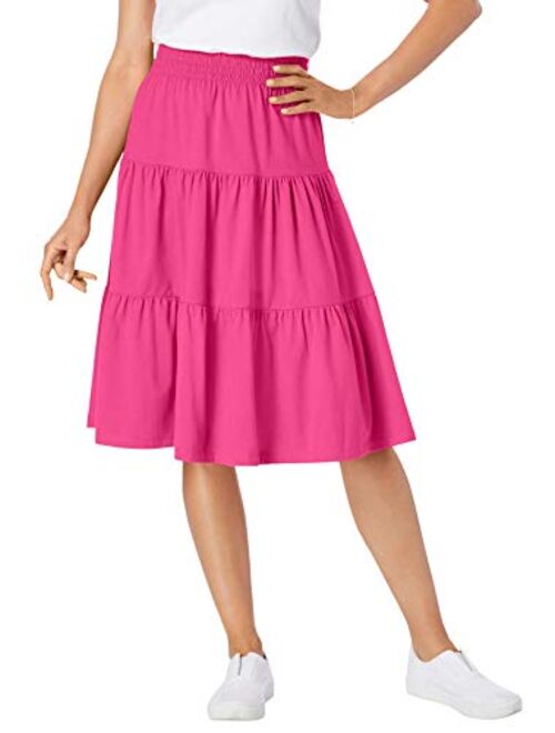 Woman Within Women's Plus Size Jersey Knit Tiered Skirt