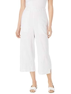 Women's Plus Size Petite Linen Capri Pants