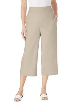 Women's Plus Size Petite Linen Capri Pants