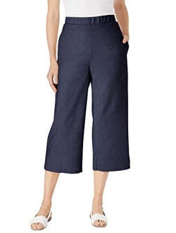 Women's Plus Size Petite Linen Capri Pants