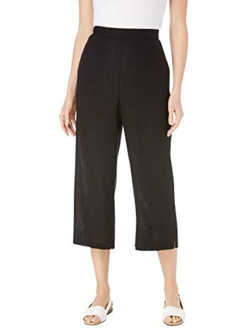 Woman Within Women's Plus Size Petite Linen Capri Pants