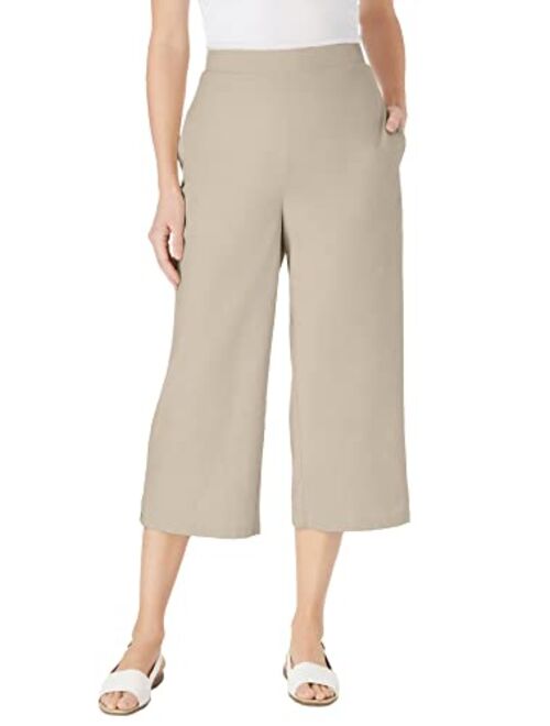 Woman Within Women's Plus Size Petite Linen Capri Pants