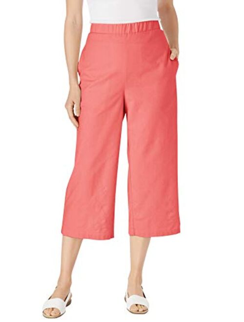 Woman Within Women's Plus Size Petite Linen Capri Pants