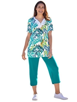 Women's Plus Size 2-Piece Tunic And Capri Set