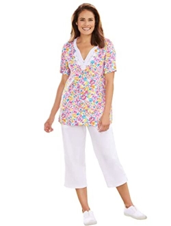 Women's Plus Size 2-Piece Tunic And Capri Set