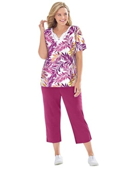 Women's Plus Size 2-Piece Tunic And Capri Set