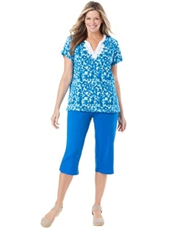 Women's Plus Size 2-Piece Tunic And Capri Set