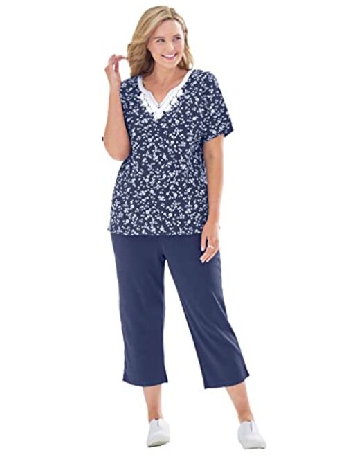 Woman Within Women's Plus Size 2-Piece Tunic And Capri Set