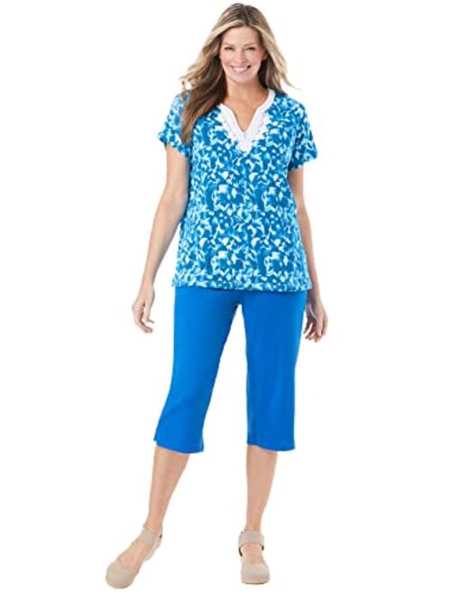 Woman Within Women's Plus Size 2-Piece Tunic And Capri Set