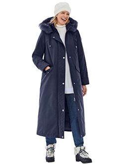 Women's Plus Size Long Microfiber Parka Coat