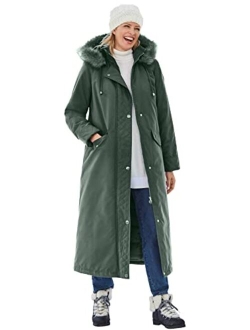 Women's Plus Size Long Microfiber Parka Coat