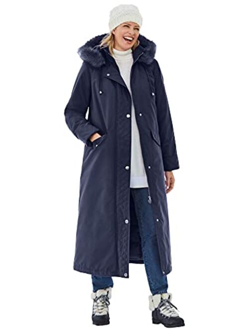 Woman Within Women's Plus Size Long Microfiber Parka Coat