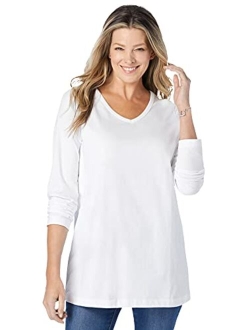 Women's Plus Size Perfect Long-Sleeve V-Neck Tee Shirt