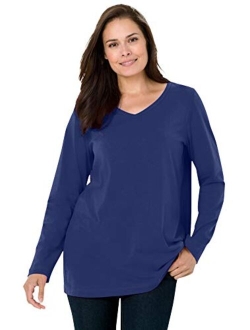 Women's Plus Size Perfect Long-Sleeve V-Neck Tee Shirt