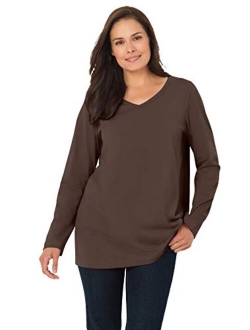 Women's Plus Size Perfect Long-Sleeve V-Neck Tee Shirt