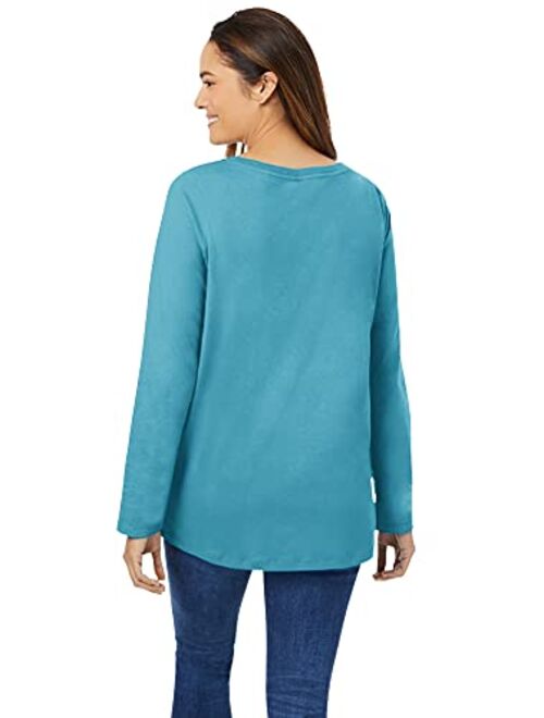 Woman Within Women's Plus Size Perfect Long-Sleeve V-Neck Tee Shirt