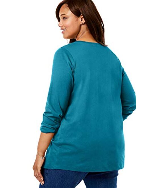 Woman Within Women's Plus Size Perfect Long-Sleeve V-Neck Tee Shirt