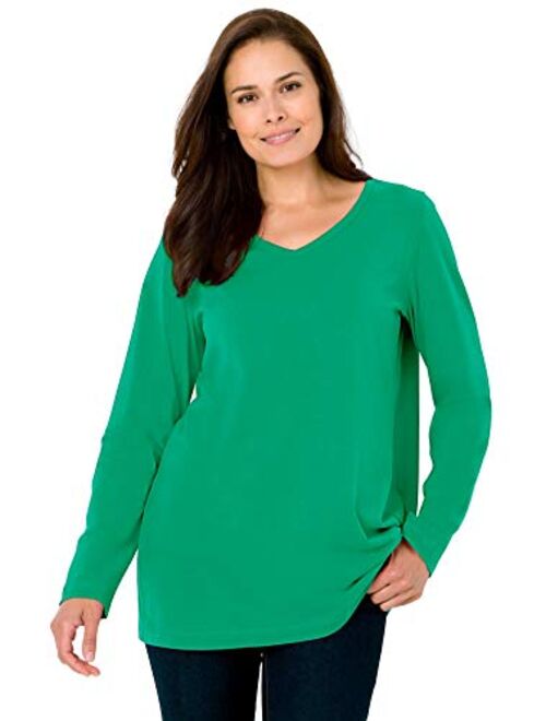 Woman Within Women's Plus Size Perfect Long-Sleeve V-Neck Tee Shirt