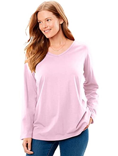 Woman Within Women's Plus Size Perfect Long-Sleeve V-Neck Tee Shirt