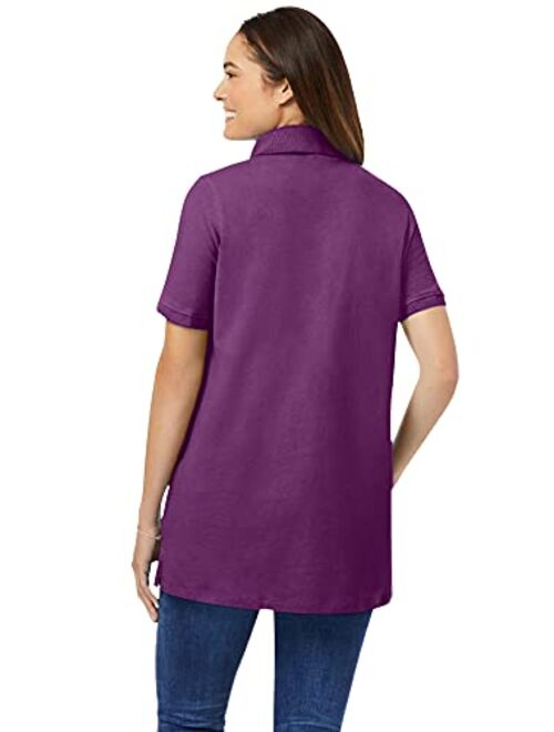 Woman Within Women's Plus Size Perfect Short-Sleeve Polo Shirt