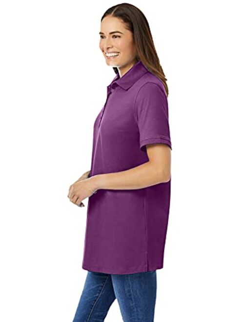 Woman Within Women's Plus Size Perfect Short-Sleeve Polo Shirt