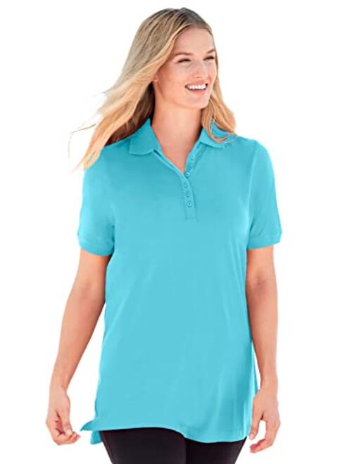 Woman Within Women's Plus Size Perfect Short-Sleeve Polo Shirt