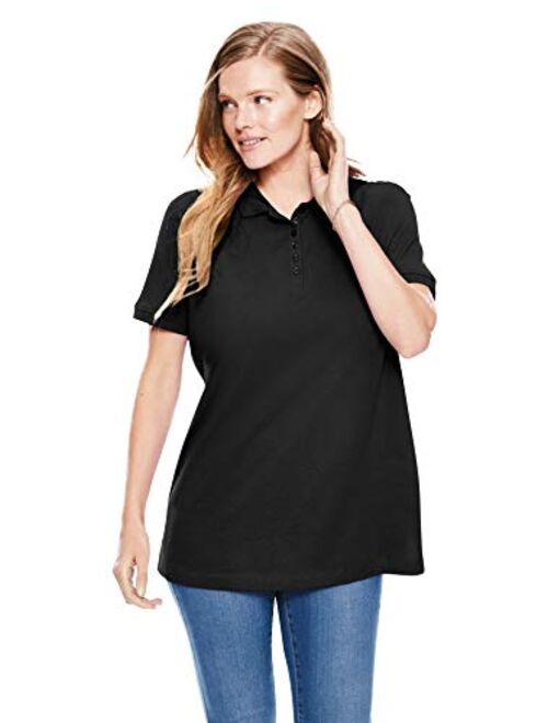 Woman Within Women's Plus Size Perfect Short-Sleeve Polo Shirt