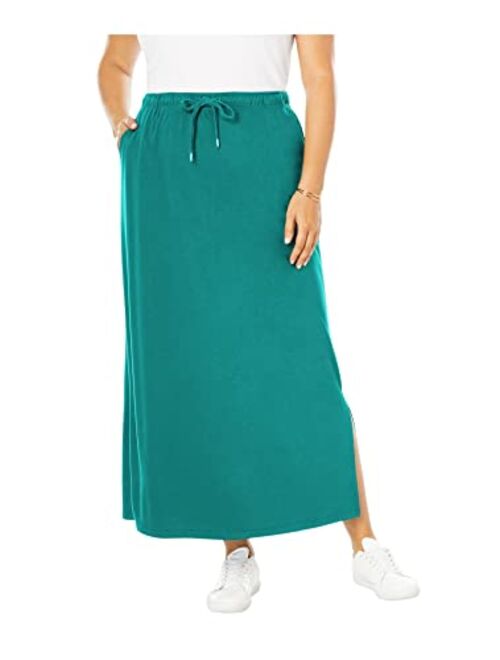 Woman Within Women's Plus Size Sport Knit Side-Slit Skirt