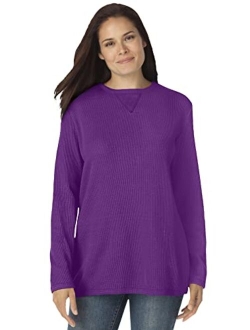 Women's Plus Size Thermal Waffle Sweatshirt